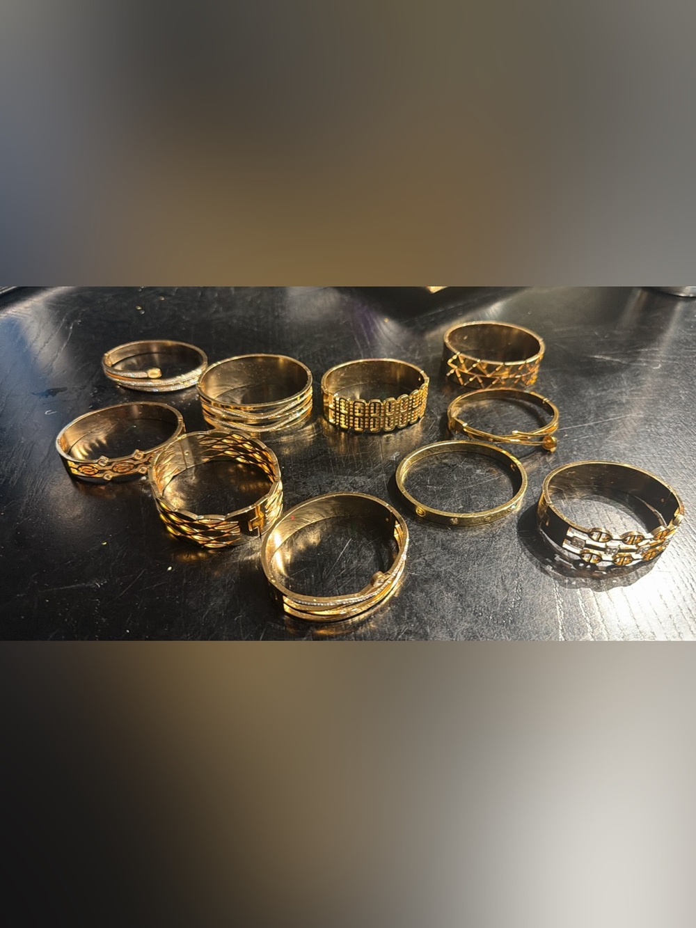 Gold Tone Women's Bangle Bracelet Set - Elegant Stackable Styles any one 15$